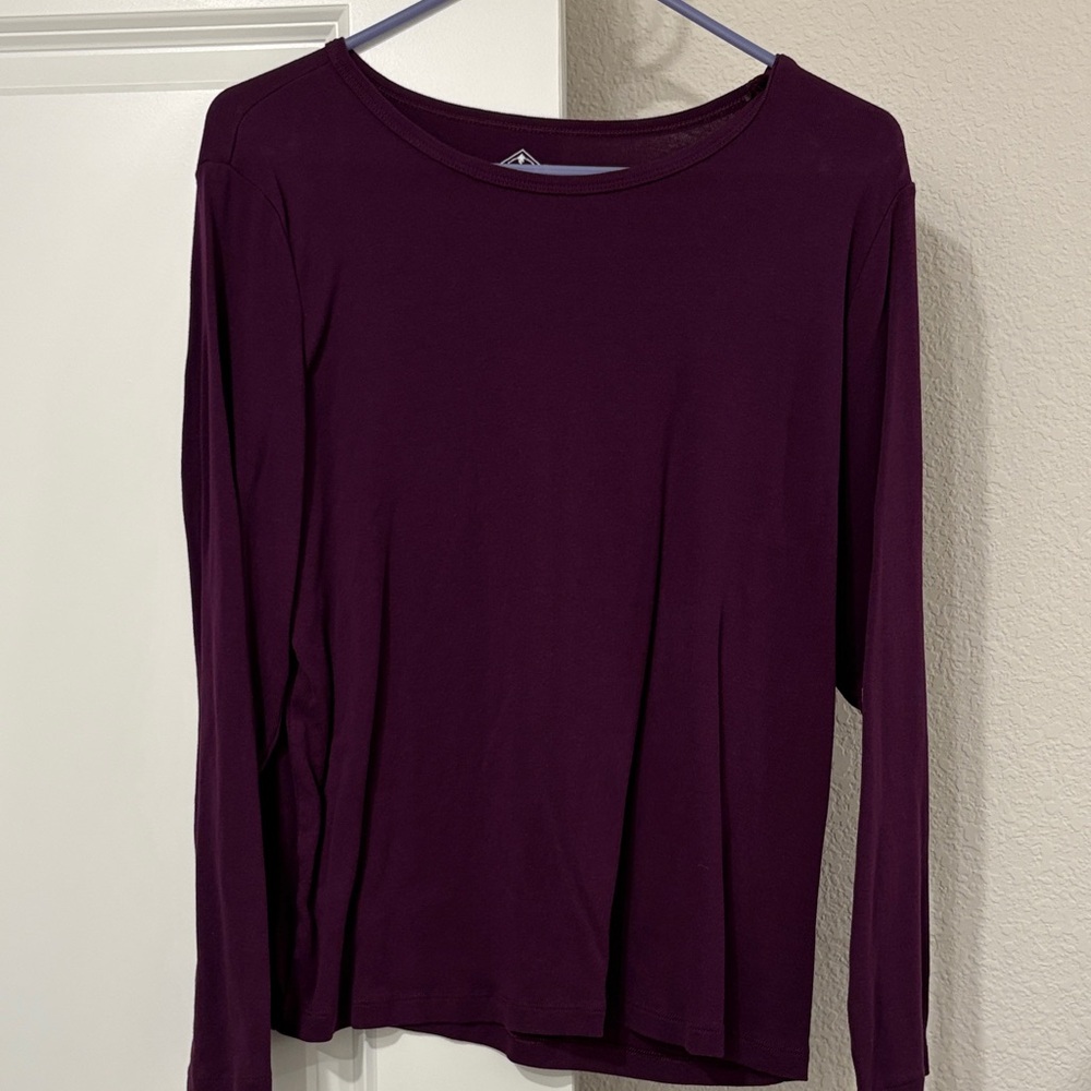 St. John's Bay Women's Deep Purple Long Sleeve Top